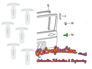 Top Quality VW MK1 Caddy Golf door seal aperture retaining clips x6